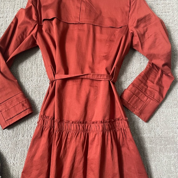 Unique Rust Double-Breasted Trench Coat - Picture 2 of 4